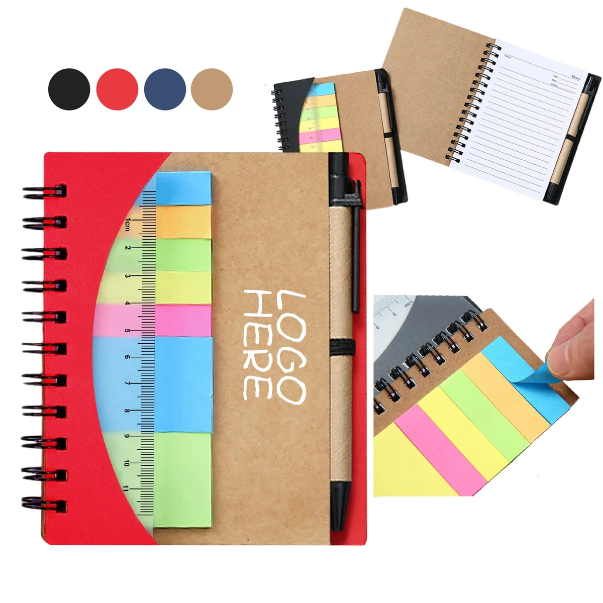 Lined Spiral Notebook With Pen Ruler And Sticky Notes 1