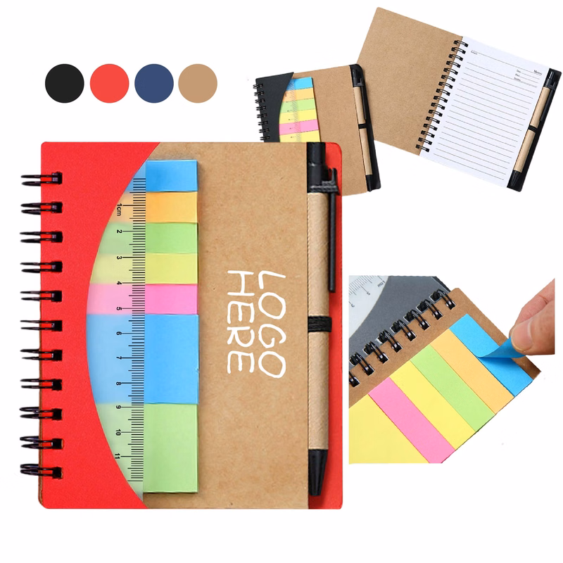 Lined Spiral Notebook With Pen Ruler And Sticky Notes