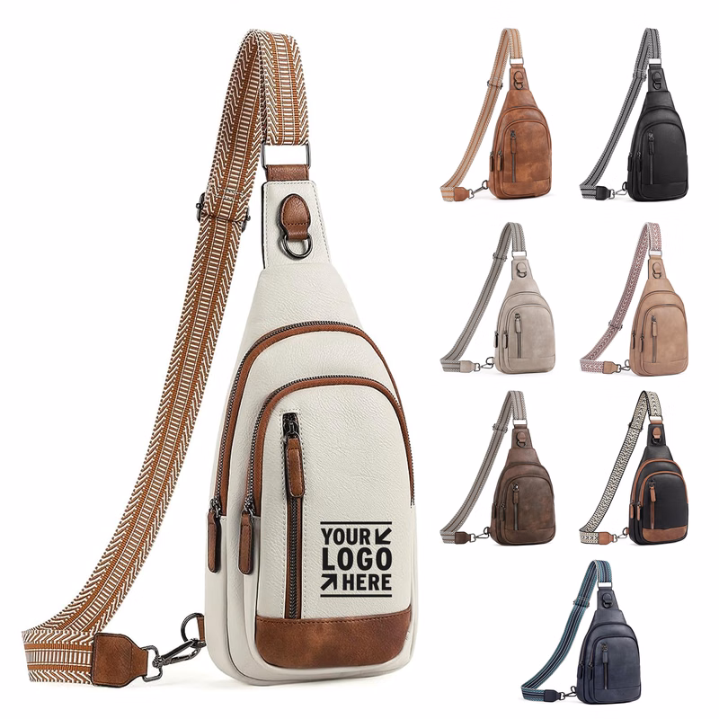 Women Crossbody Leather Large Sling Backpack Fanny Pack Chest Bag