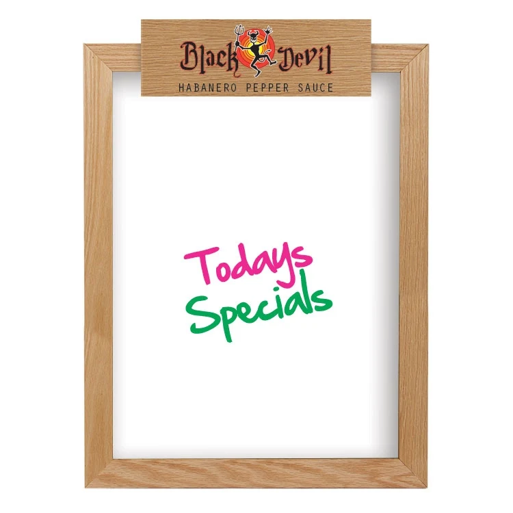 Wall Oak Frame Wet-Erase Board with Header - 18"w x 24"h 1