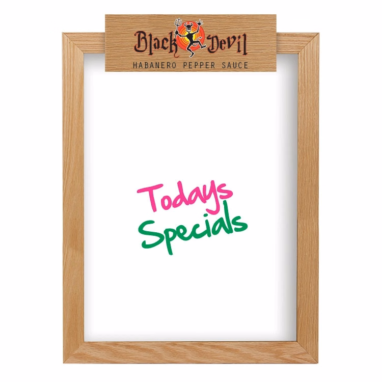 Wall Oak Frame Wet-Erase Board with Header - 18"w x 24"h