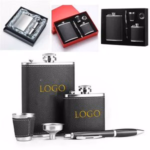 Stainless Steel Wine Flask Flagon Set