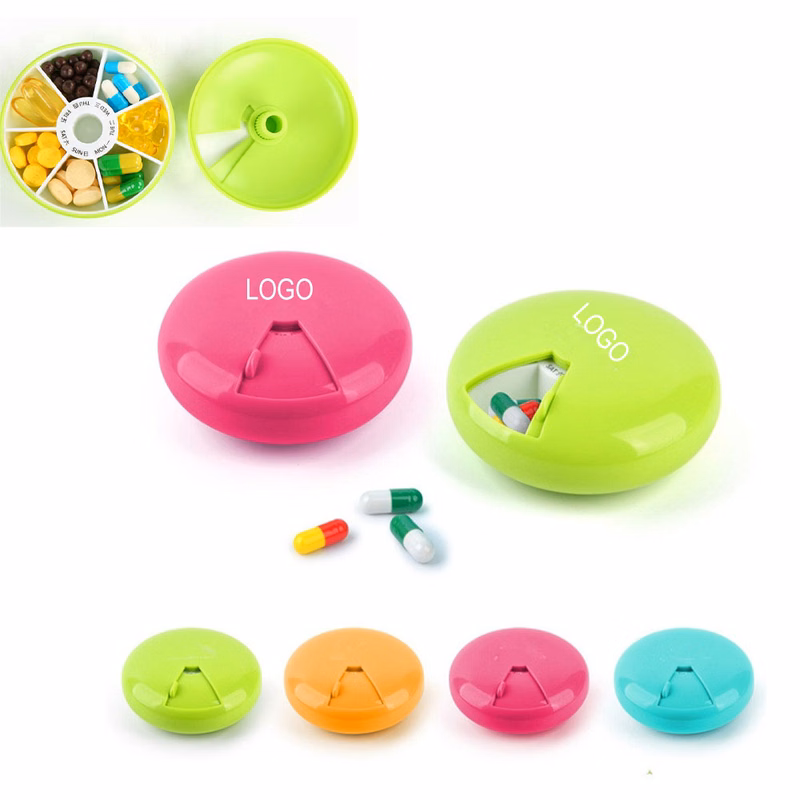 Macarons Plastic Round Pocket Weekly Pill Box