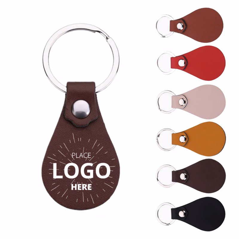Drop Shaped Leather Keychain