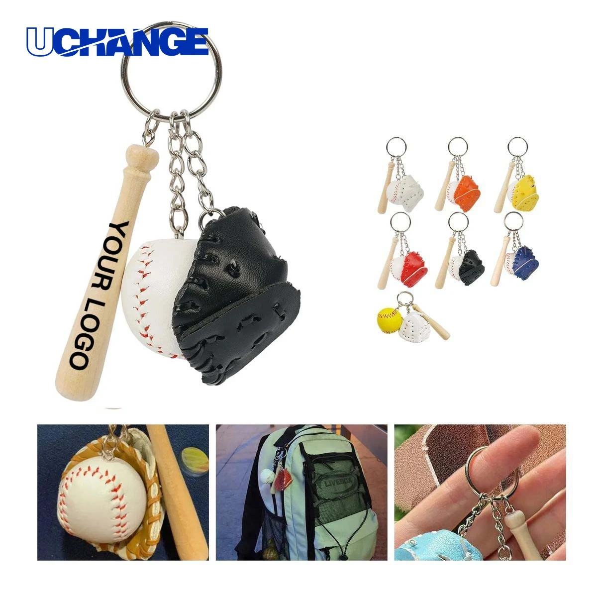 Baseball Theme Keychain Charm Sport Mini Accessory 1