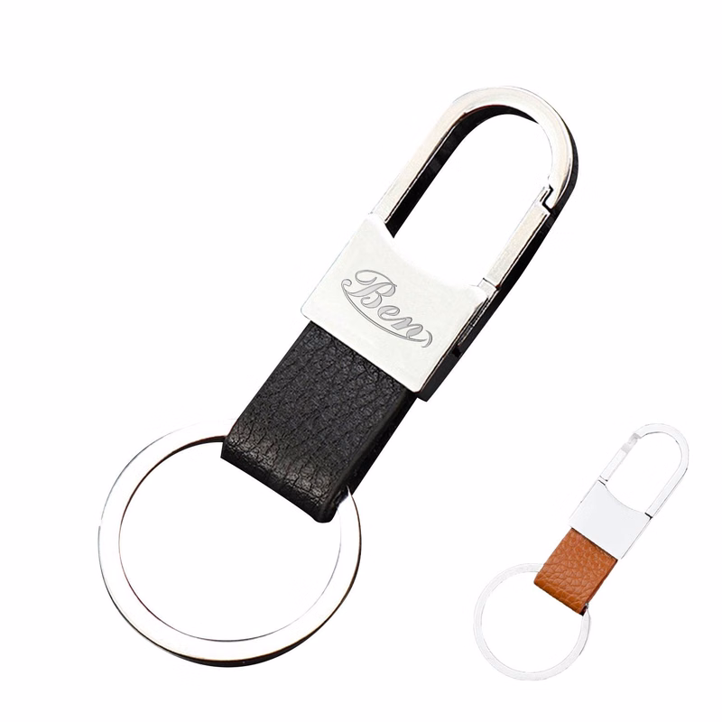 Customizable Genuine Leather Men's Car Keychain