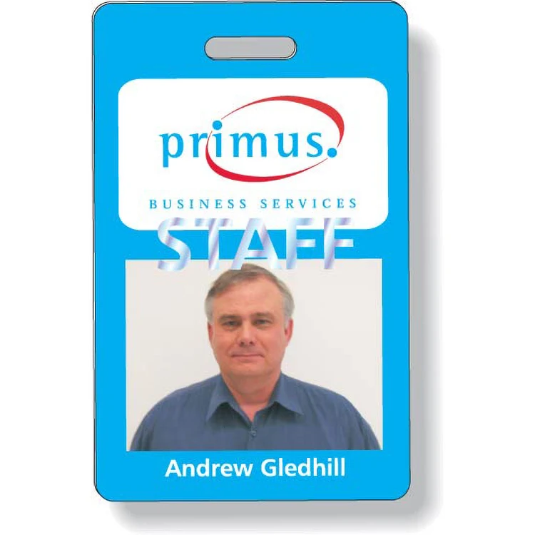 Premium Plastic ID Neck Tags, Vertical Style 2.125" x 3.375", Full Colour on front 1