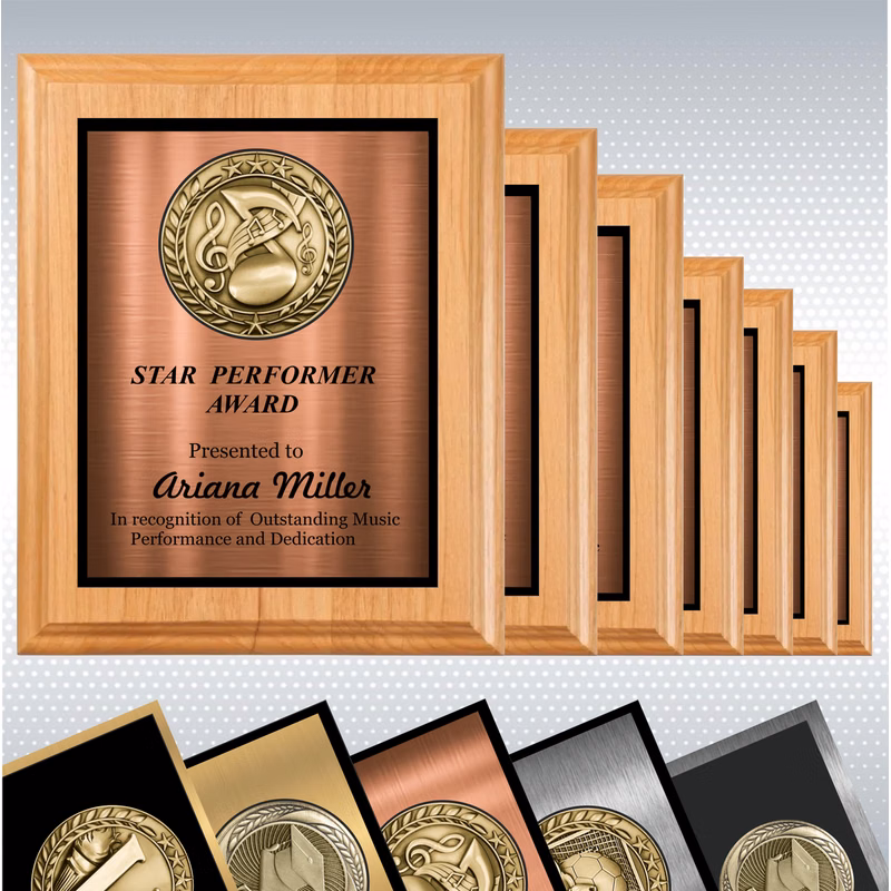 Solid Alder Wood Plaque w/Medallion Over Double Plate