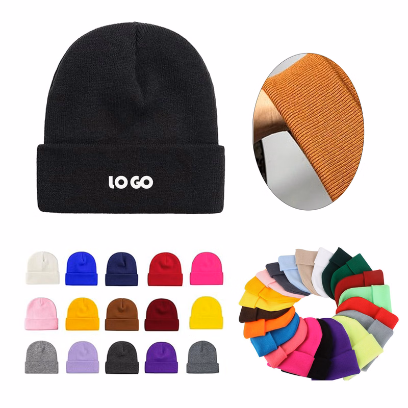 Adult Embroidered Knitted Hat Warm Winter Hat