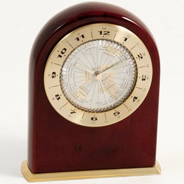 Macro Island World Dial Face, Rosewood Clock