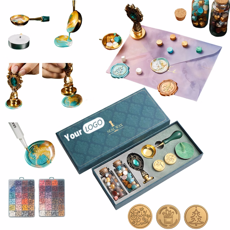 Elegant Vintage Wax Seal Stamp Set With Wax Beads For Gifts