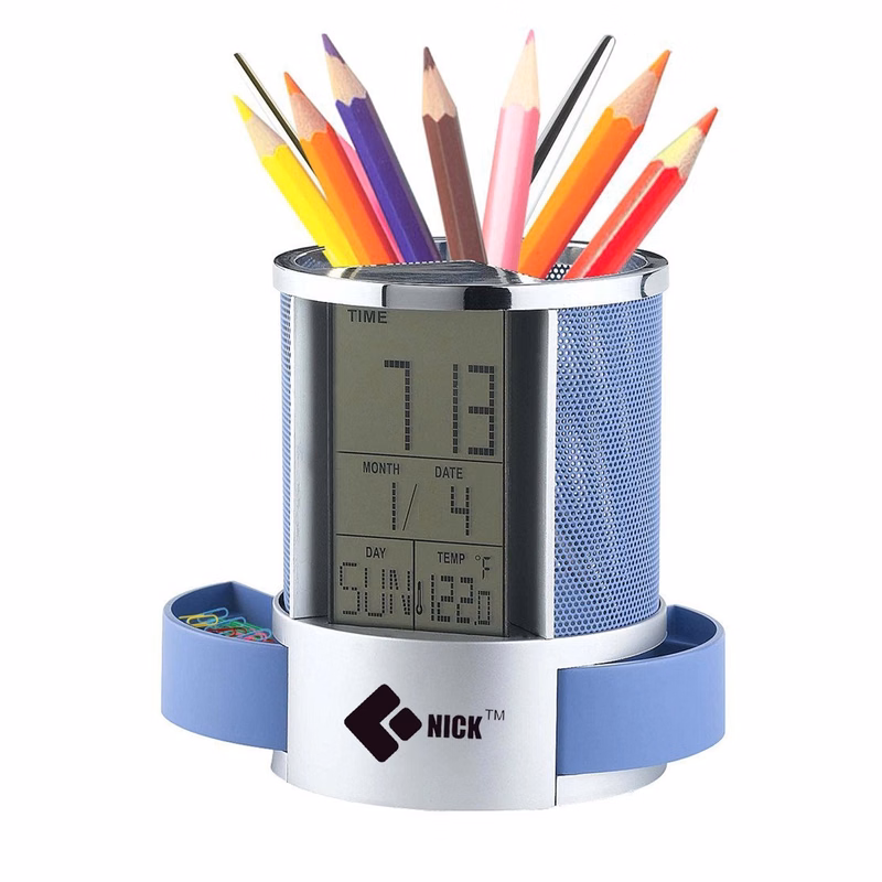 Multifunction Desk Clock with Pen Cup