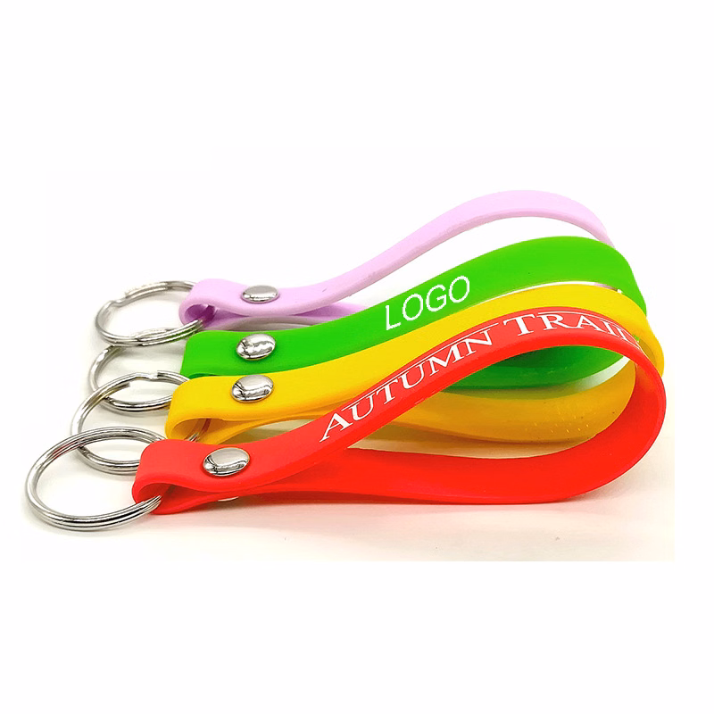 Silicone Rubber Band Key Rings Chains--8"x0.5"x0.08"