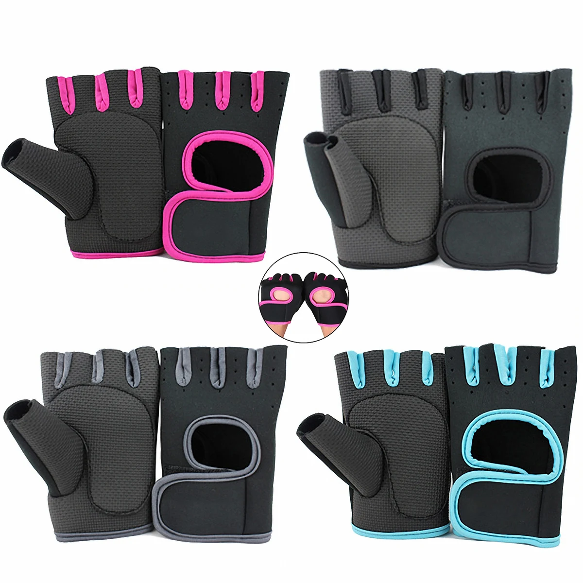 Half Finger Rubber Cycling Gloves 1