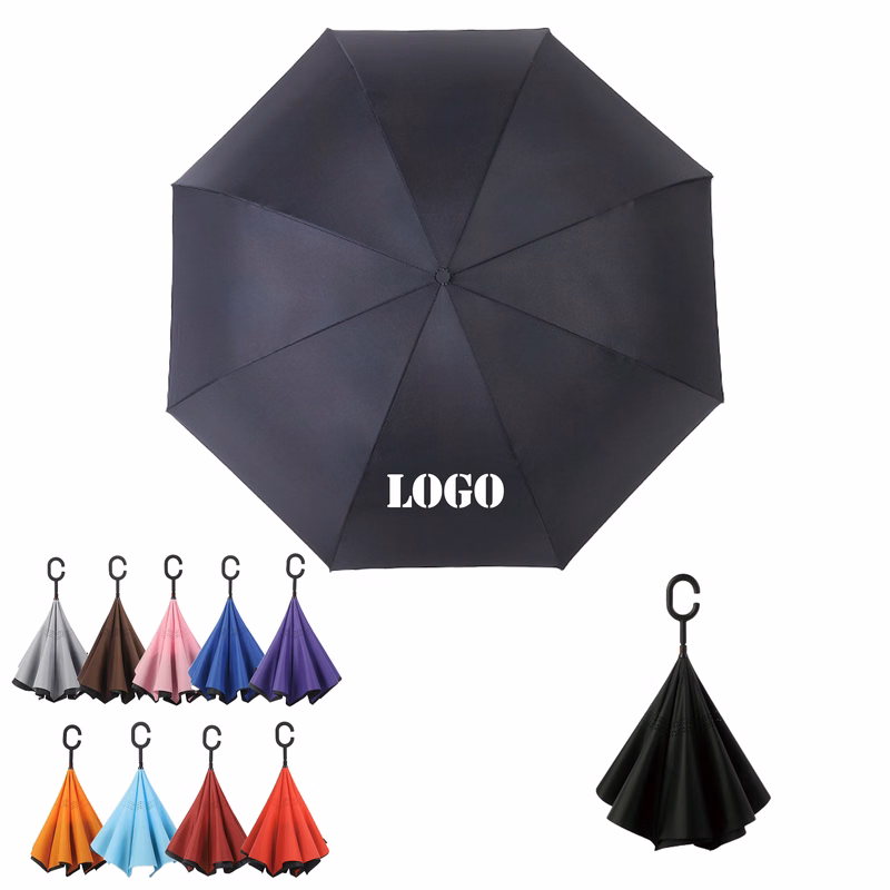 Reversible Inverted Umbrella With C-Shape Handle