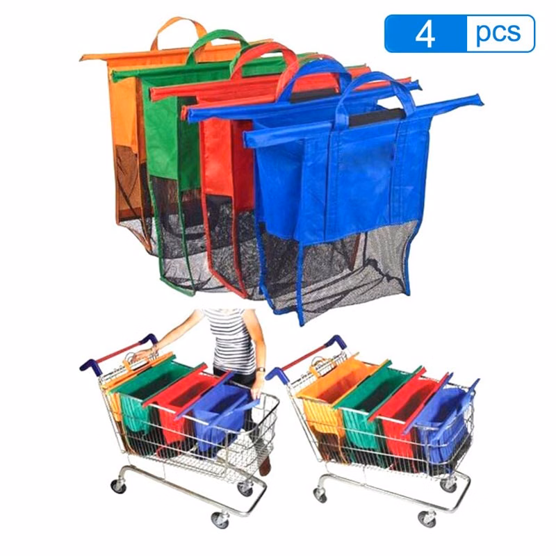 4PCS Resuable Supermarket Trolly Shopping Bag Set
