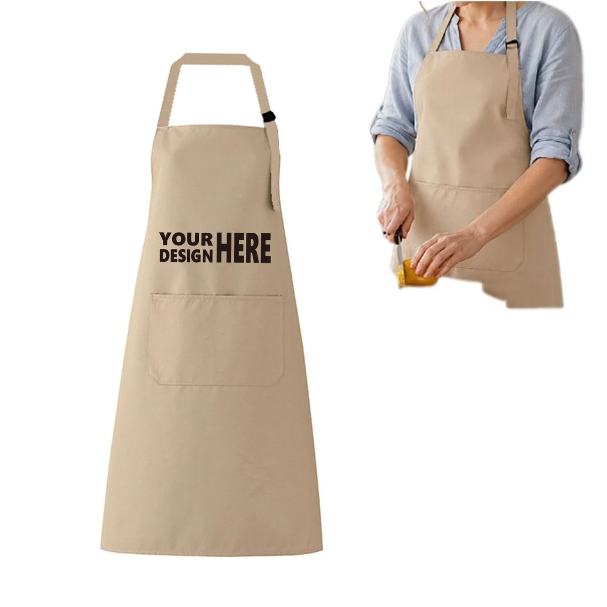 Apricot Polyester Apron for Adults 1