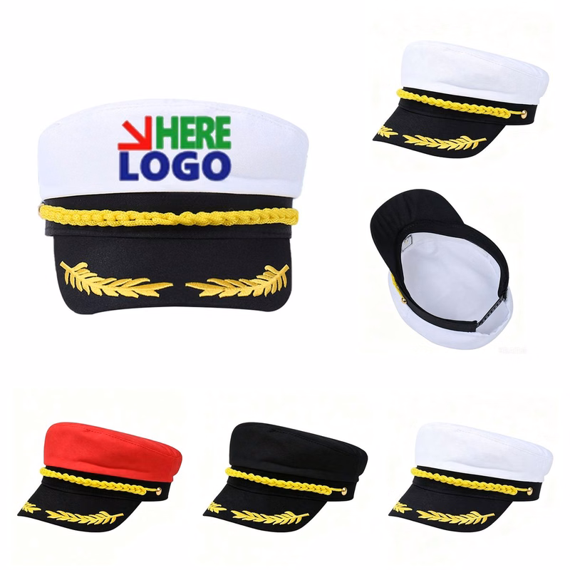 MOQ30 Adjustable Navy Admiral Captain Cap For Yacht Party