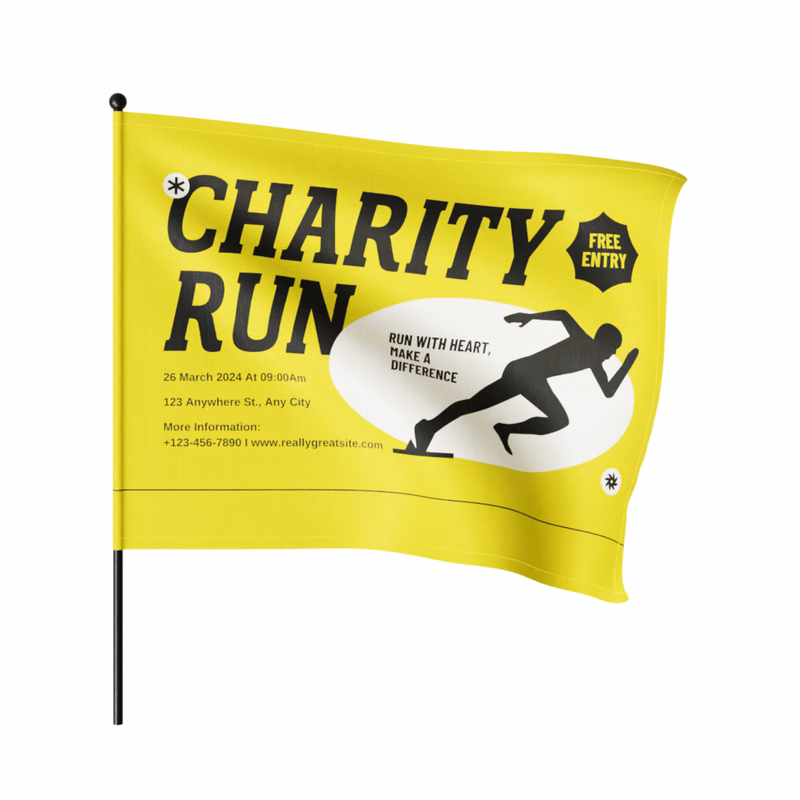 Waving Rally Flag 22"x17" with 24" Pole