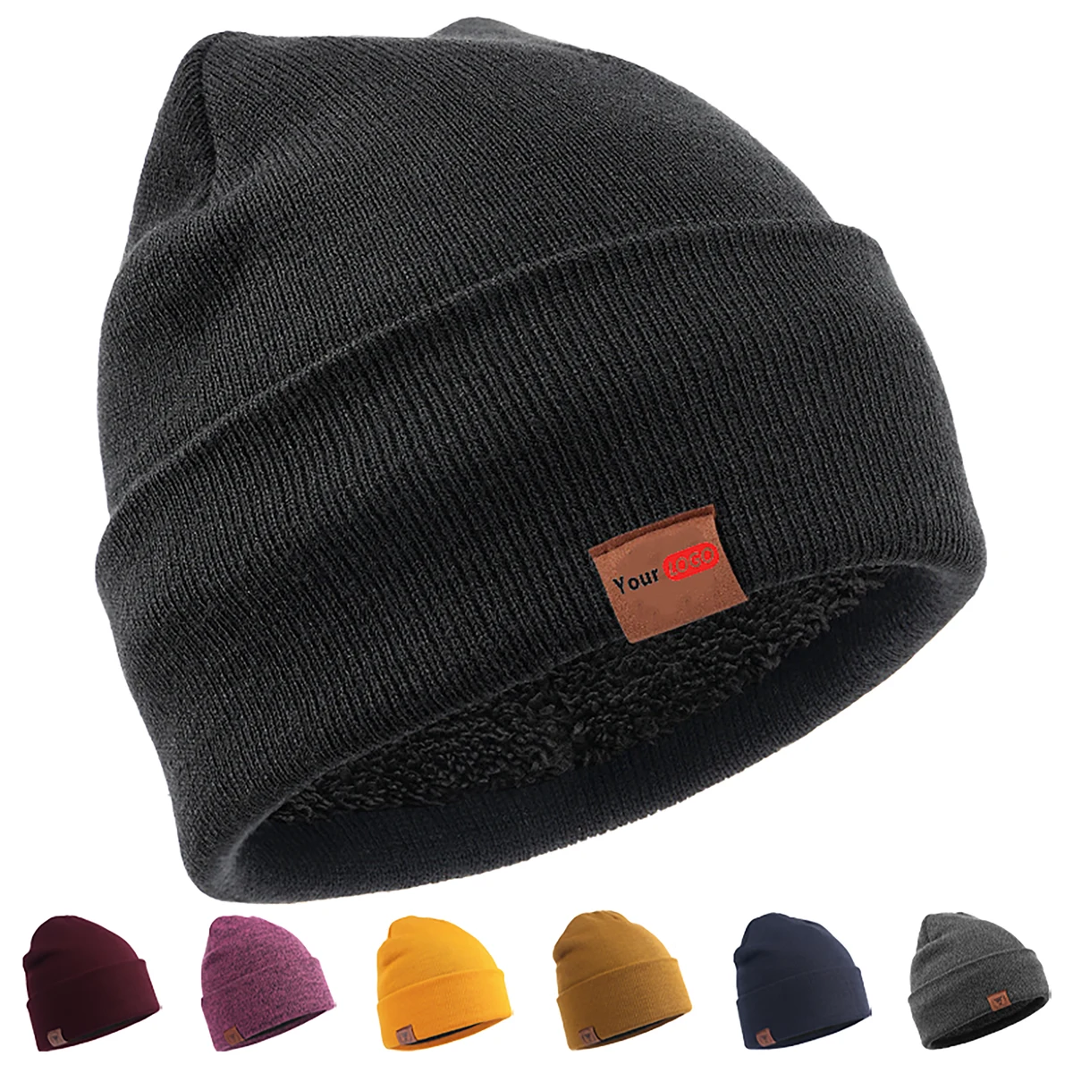 Fleece-Lined Knit Beanie 1
