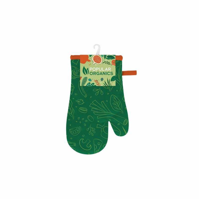 Two Cotton Oven Mitts with Hang Tag