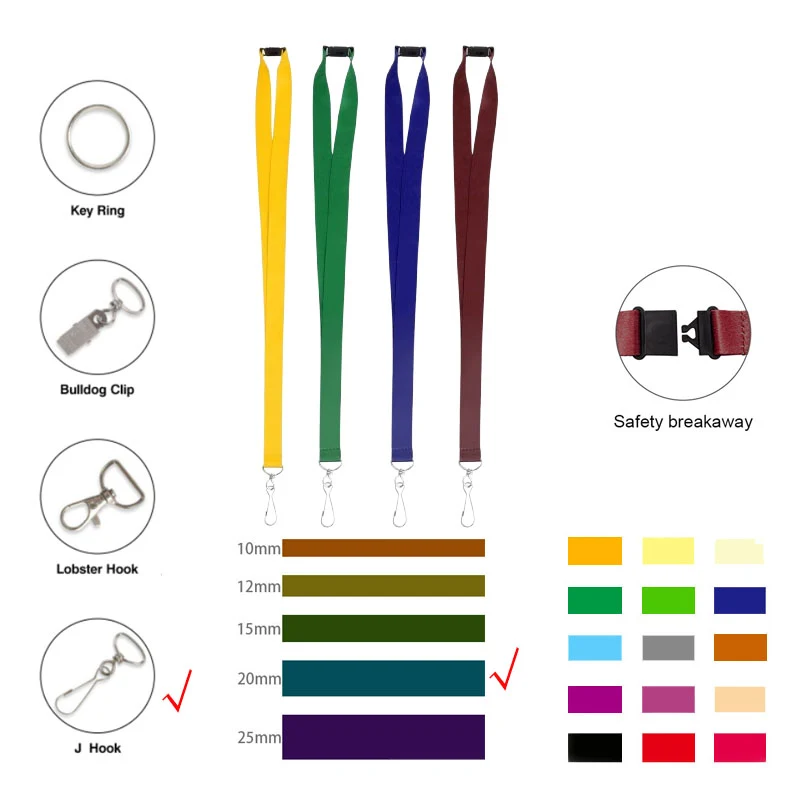 3/4" Wide Dye-Sublimated Polyester Lanyard W/ J Hook & Plastic Safety Breakaway 1