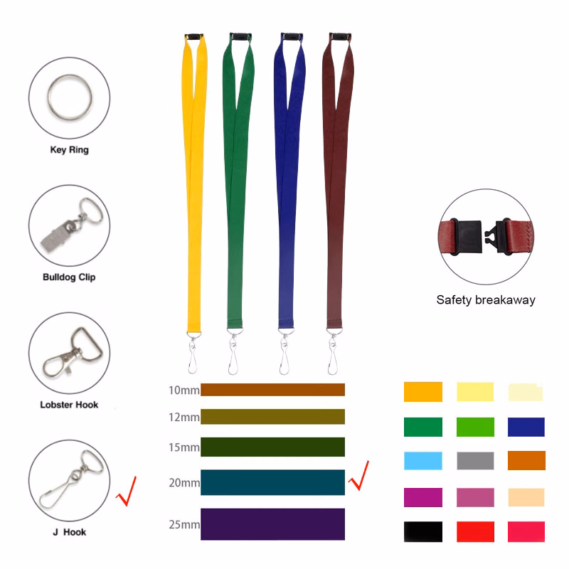 3/4" Wide Dye-Sublimated Polyester Lanyard W/ J Hook & Plastic Safety Breakaway