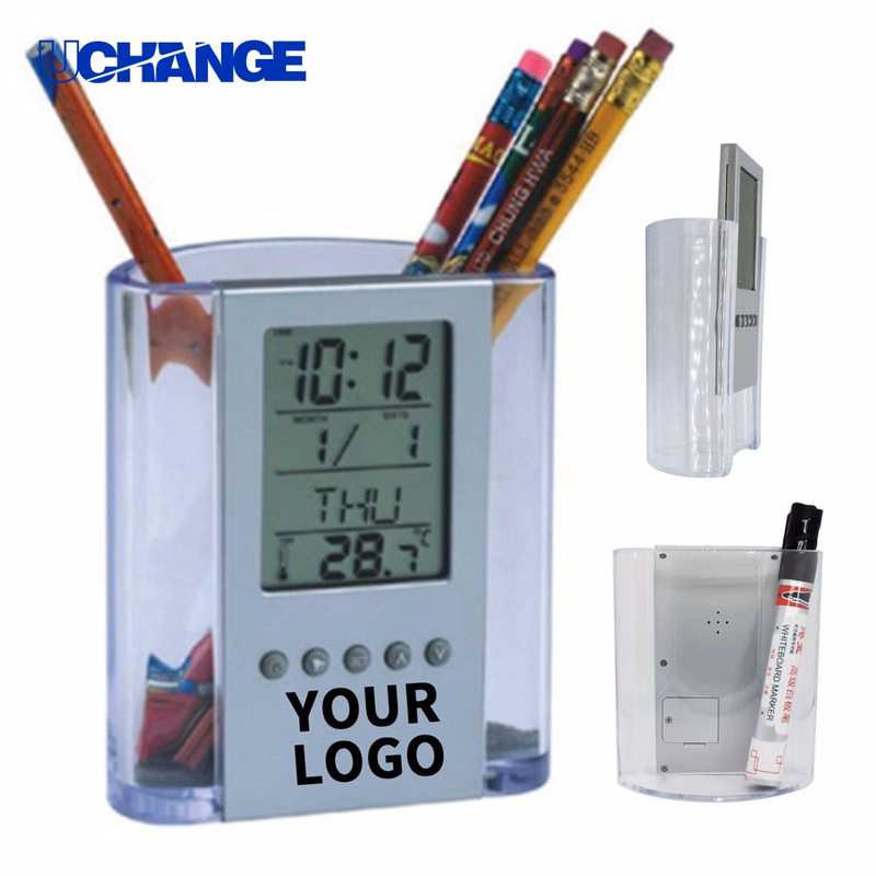 Digital Calendar Pen Holder Desk Clock Organizer