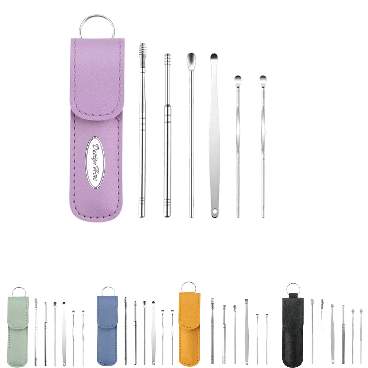 Stainless Steel Ear Pick Set ?C 6-Piece Kit with Leather Cases 1