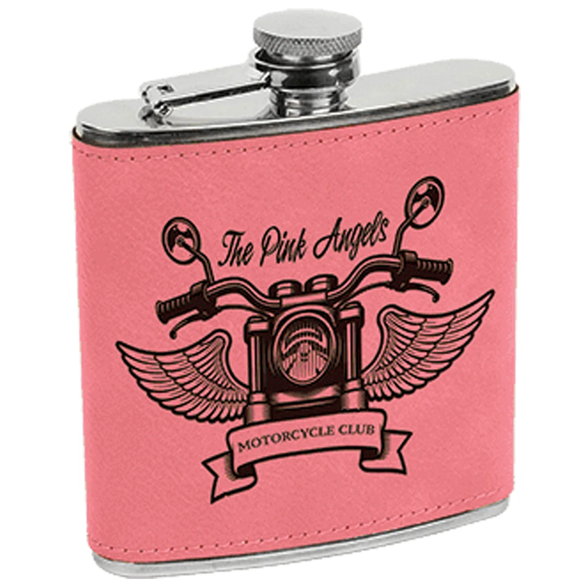 Pink Leatherette Stainless Steel Flask 1