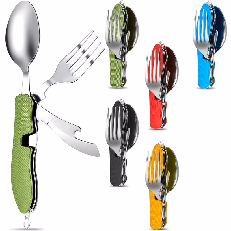 4 in 1 Camping Utensils Portable Stainless Steel Tableware