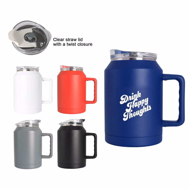 50 Oz. Stainless Steel Fitness Handle Mug with/ Twist Closure Lid