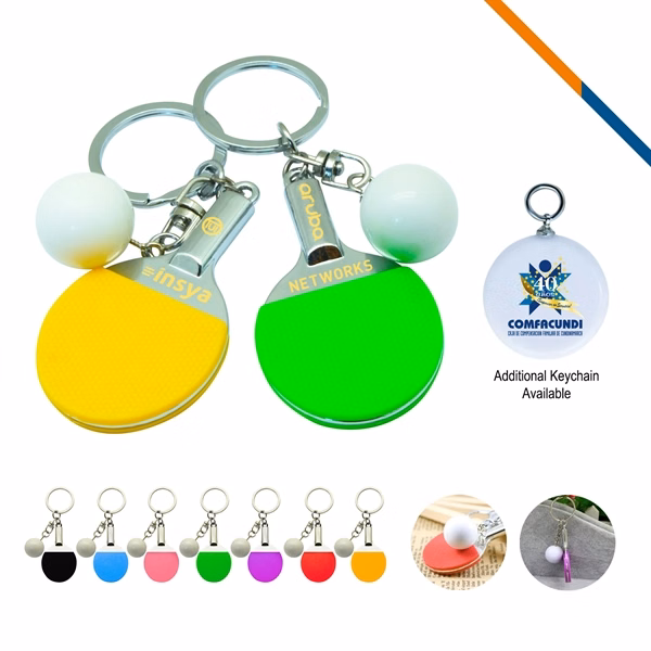 Custom Table Tennis Paddle & Ball Keychain 2.59 inches — Sports Giveaway