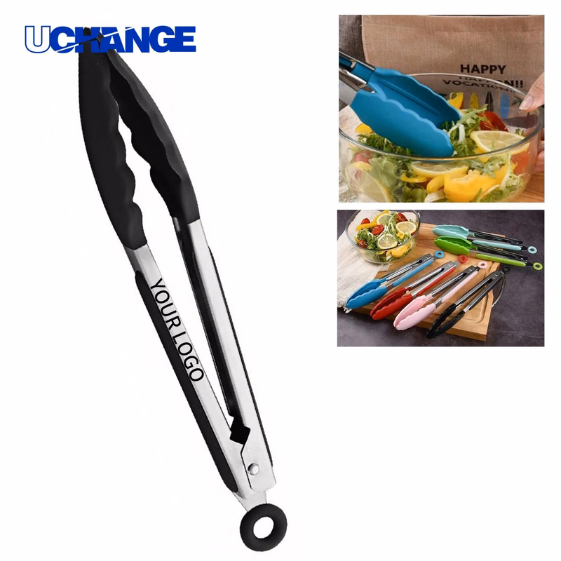 Locking Stainless Steel Silicone Serving Tong Kitchen Tool