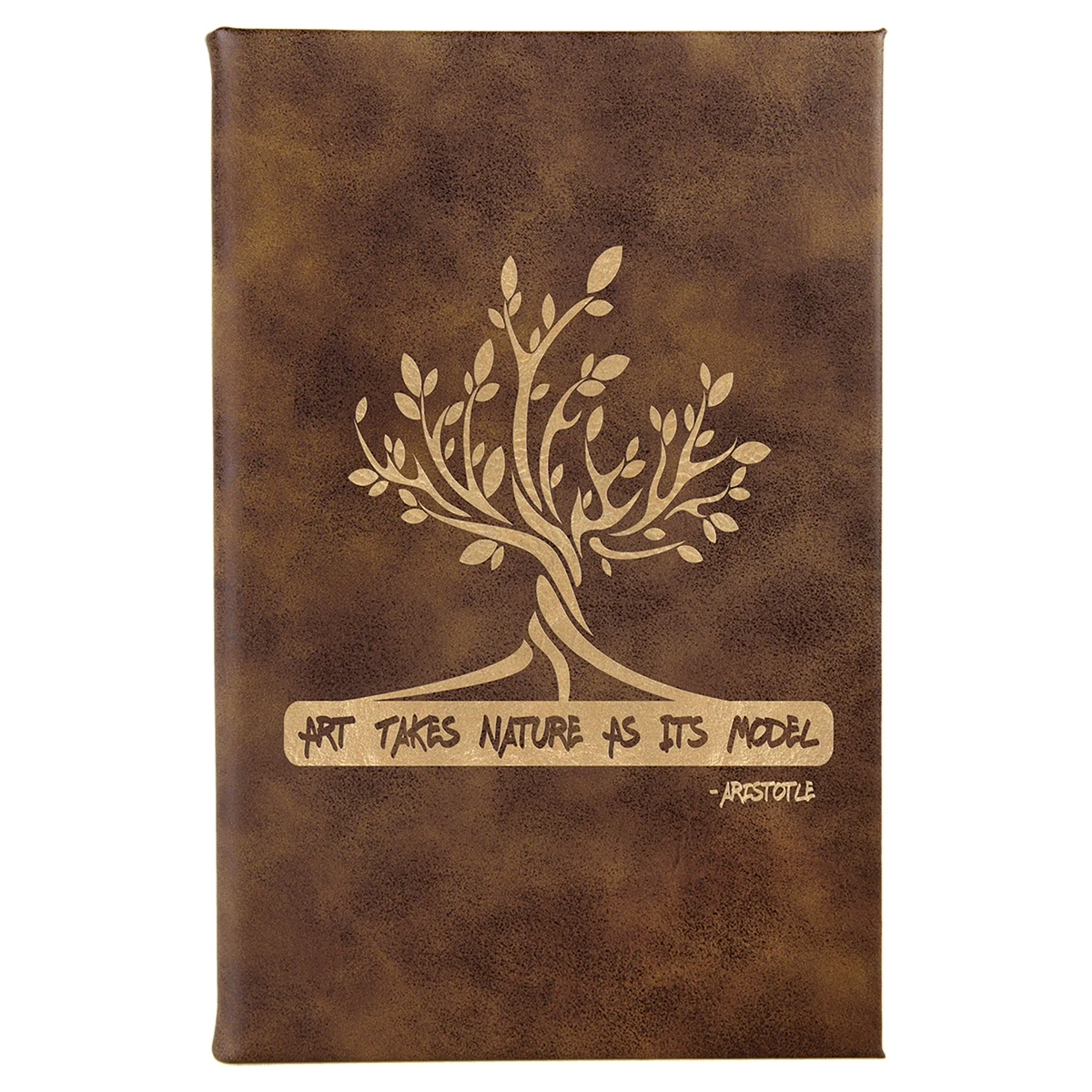 5 1/4" x 8 1/4" Rustic/Gold Leatherette Sketch Book-Unlined Paper 1
