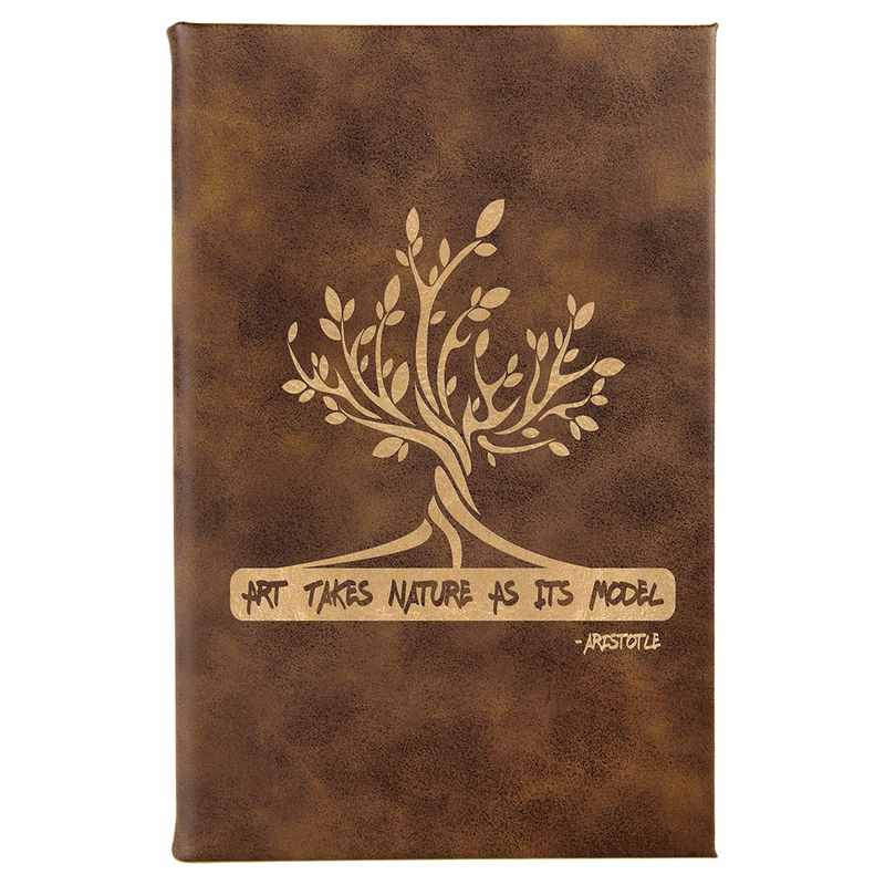5 1/4" x 8 1/4" Rustic/Gold Leatherette Sketch Book-Unlined Paper