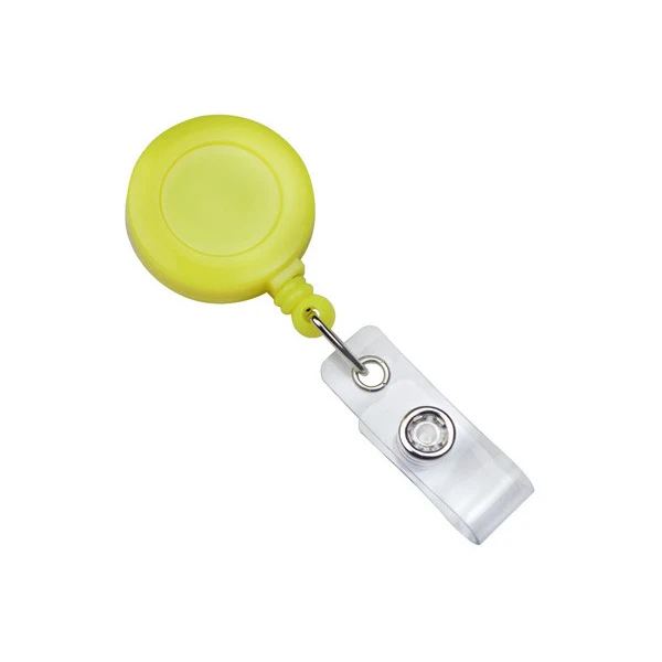 Round Plastic Clip-On Neon Badge Reel (Neon Yellow) 1