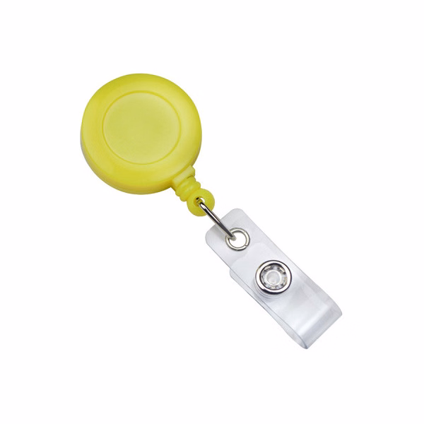 Round Plastic Clip-On Neon Badge Reel (Neon Yellow)