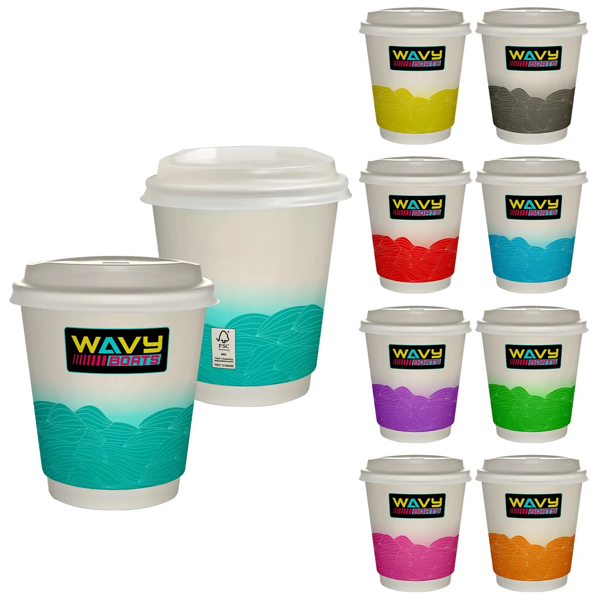 10 oz Full Color Turbulent Waves Insulated Paper Cup With Li 1