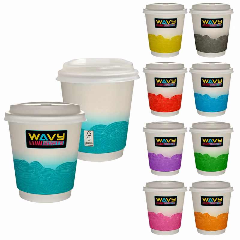 10 oz Full Color Turbulent Waves Insulated Paper Cup With Li