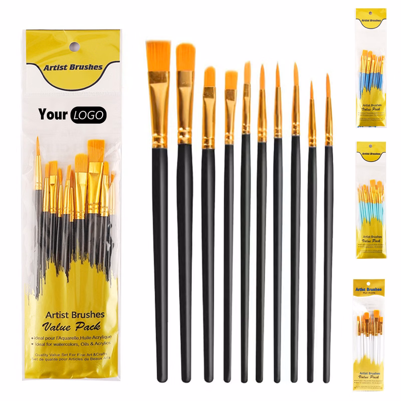 Plastic Set of 10 plastic pole oil brushes