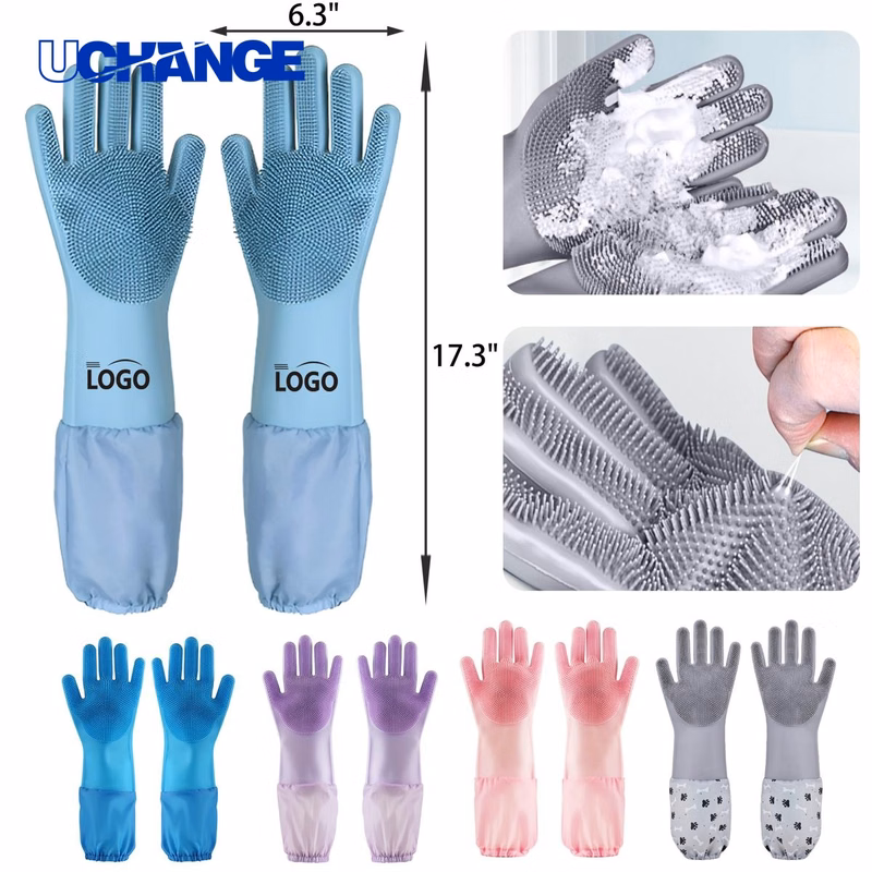 Long Pet Bath Silicone Gloves