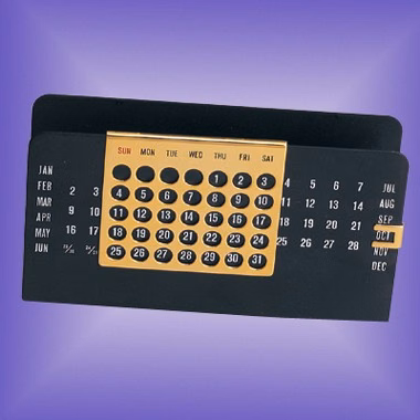 BLACK LETTER HOLDER W/ SLIDING PERPETUAL CALENDAR