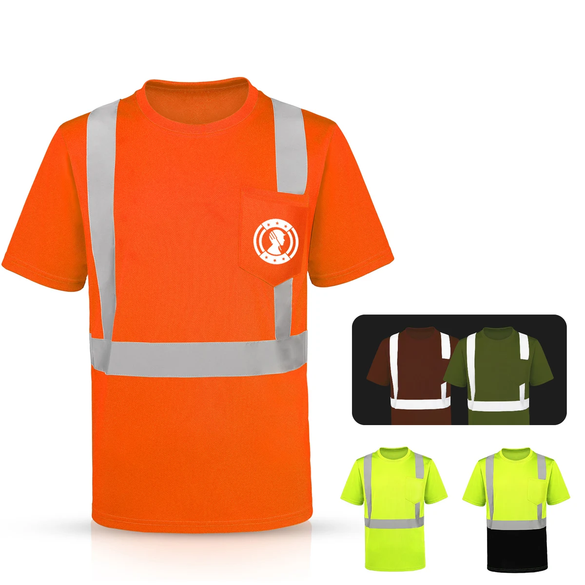 4 Oz. Class 2 Men's Short Sleeve Hi Vis Reflective Safety T-Shirt W/ Pocket 1