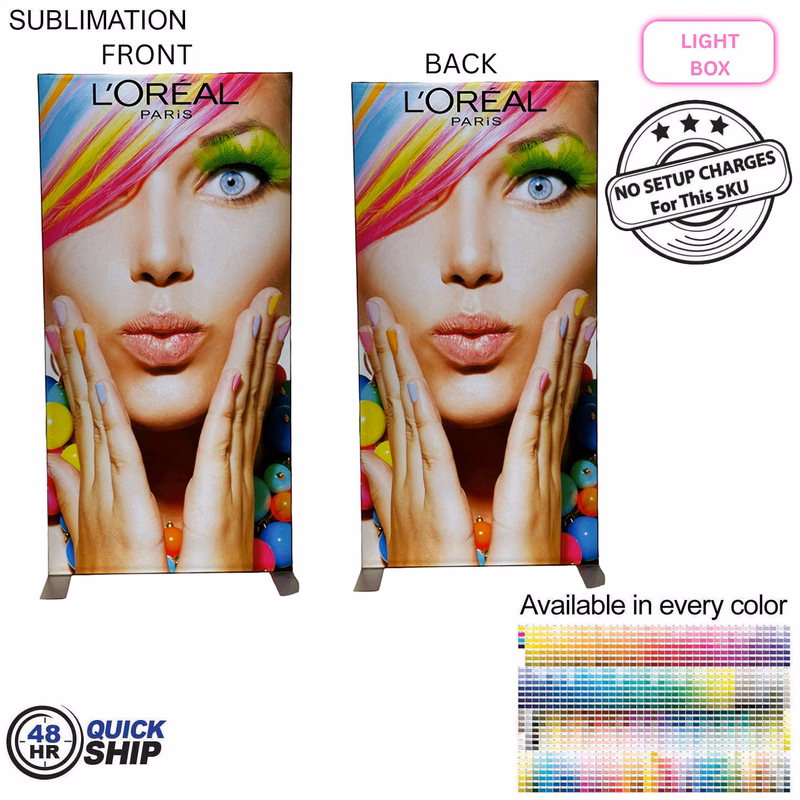 48Hr Quick Ship - LED Light Box Floor Display Banner Kit, 40" x 80", NO SETUP CHARGE.