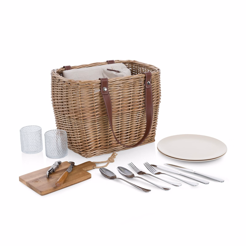 Terrabella Earth Friendly Handwoven Picnic Basket Set for 2