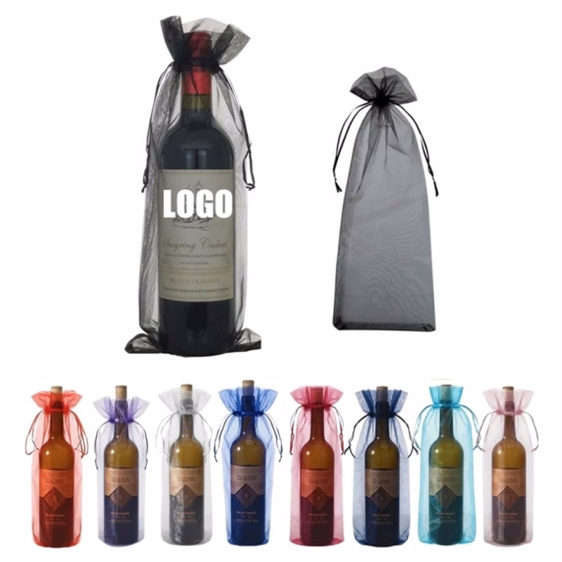 Drawstring Organza Wine Bottle Gift Bag