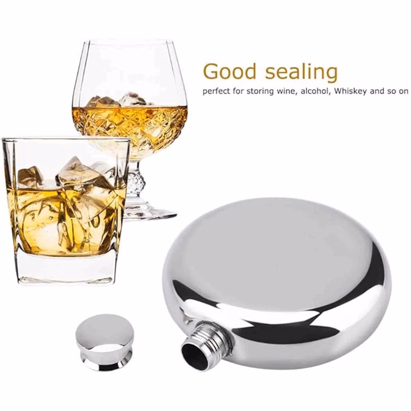 5 Oz Stainless Steel Round Metal Carry-On Flask