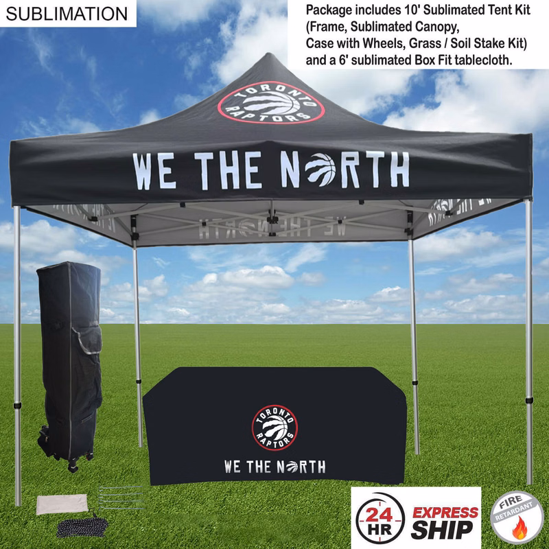 24Hr Express Ship - Event Package, 10' Premium sublimated Tent Kit and 6' Box Fit Tablecloth