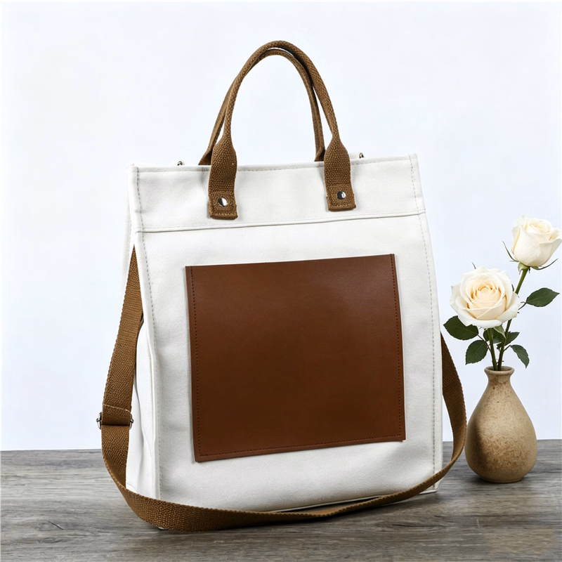 Casual Canvas Color Block Tote Bag